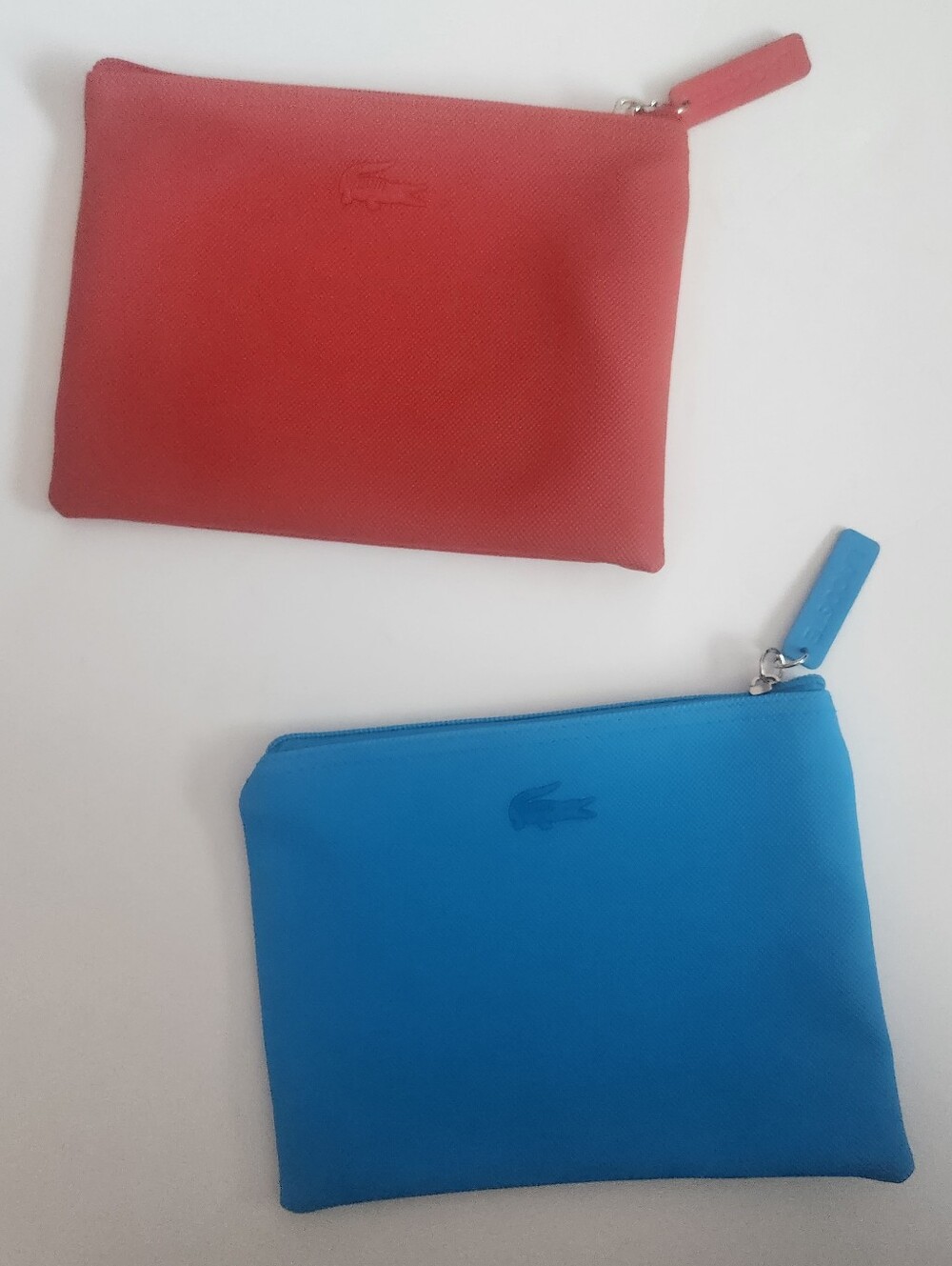 LACOSTE Bundle of Bright Blue and Red Travel Zip Pouches Turkish Airlines